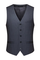 Laden Sie das Bild in den Galerie-Viewer, Grau Dreiteilige Herrenanzüge mit Gestreiftem Revers