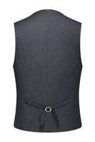 Laden Sie das Bild in den Galerie-Viewer, Grau Dreiteilige Herrenanzüge mit Gestreiftem Revers