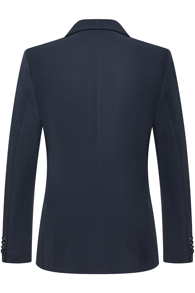 Laden Sie das Bild in den Galerie-Viewer, Marineblaue 3-teilige Slim Fit Herrenanzüge mit genottem Revers