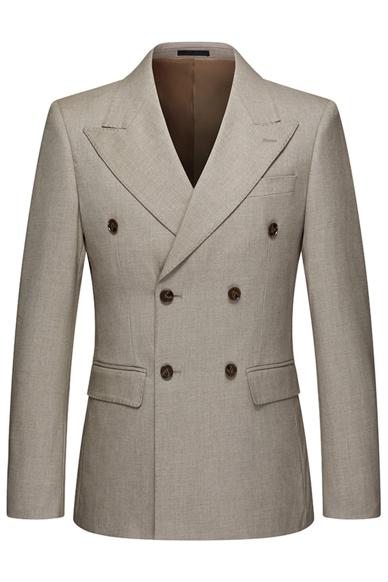 Laden Sie das Bild in den Galerie-Viewer, Herren Dark Khaki Peak Revers 3-teilige Anzüge