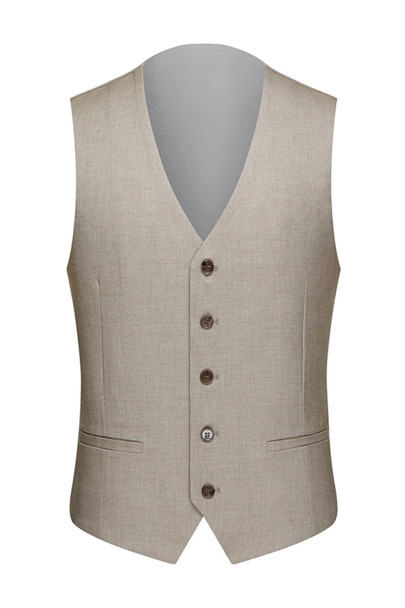 Laden Sie das Bild in den Galerie-Viewer, Herren Dark Khaki Peak Revers 3-teilige Anzüge