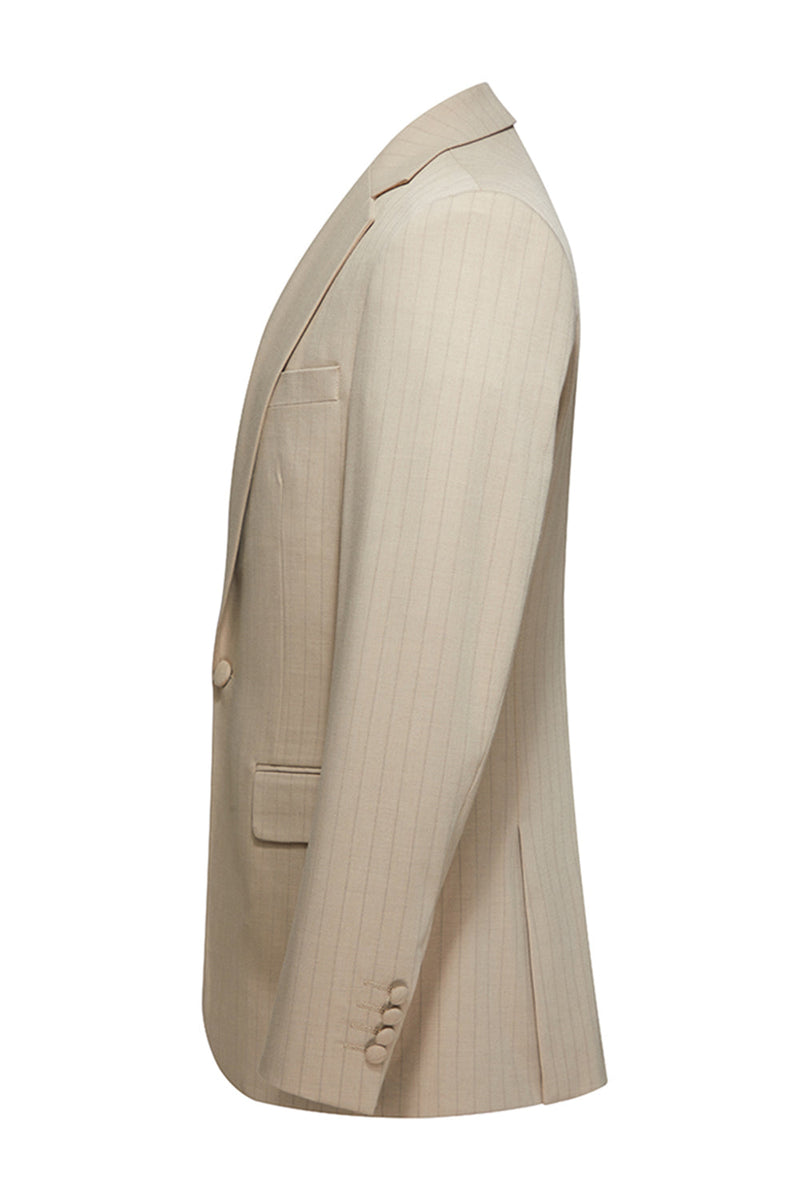 Laden Sie das Bild in den Galerie-Viewer, Khaki Gekerbter Ein-Knopf Herrenanzug mit Revers