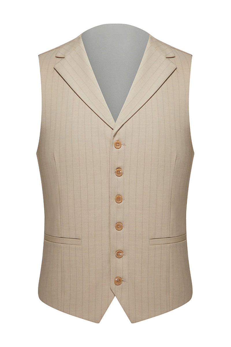 Laden Sie das Bild in den Galerie-Viewer, Khaki Gekerbter Ein-Knopf Herrenanzug mit Revers