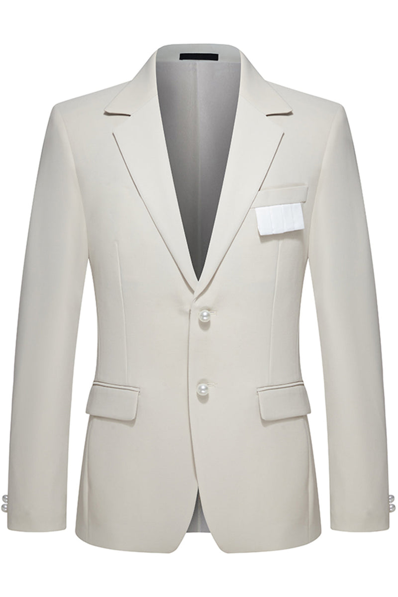 Laden Sie das Bild in den Galerie-Viewer, Herren 2-teilige Festanzüge mit khakifarbenem Revers