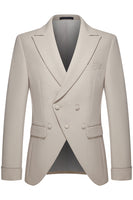 Laden Sie das Bild in den Galerie-Viewer, 2-teilige Khaki Peak Revers Slim Fit Herrenanzüge