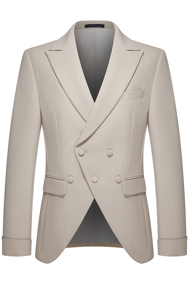 Laden Sie das Bild in den Galerie-Viewer, 2-teilige Khaki Peak Revers Slim Fit Herrenanzüge