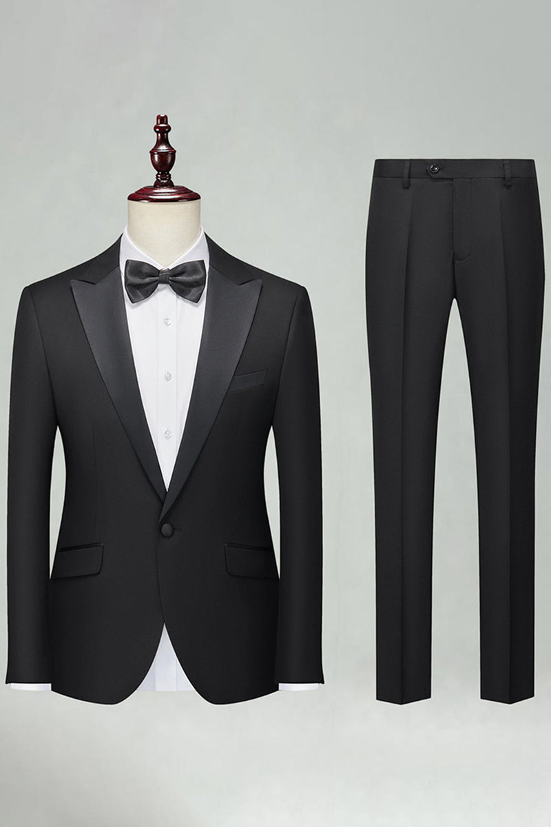 Laden Sie das Bild in den Galerie-Viewer, Marine Peak Revers Slim Fit Zweiteilige Herrenanzüge