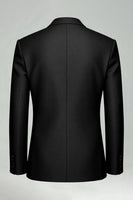 Laden Sie das Bild in den Galerie-Viewer, Schwarze 3-teilige Ein-Knopf Herrenanzüge mit Spitzrevers