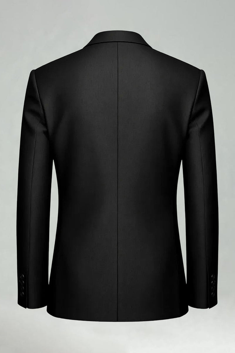 Laden Sie das Bild in den Galerie-Viewer, Schwarze 3-teilige Ein-Knopf Herrenanzüge mit Spitzrevers