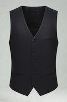 Laden Sie das Bild in den Galerie-Viewer, Schwarze 3-teilige Ein-Knopf Herrenanzüge mit Spitzrevers