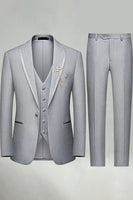 Laden Sie das Bild in den Galerie-Viewer, Schwarze 3-teilige Ein-Knopf Herrenanzüge mit Spitzrevers