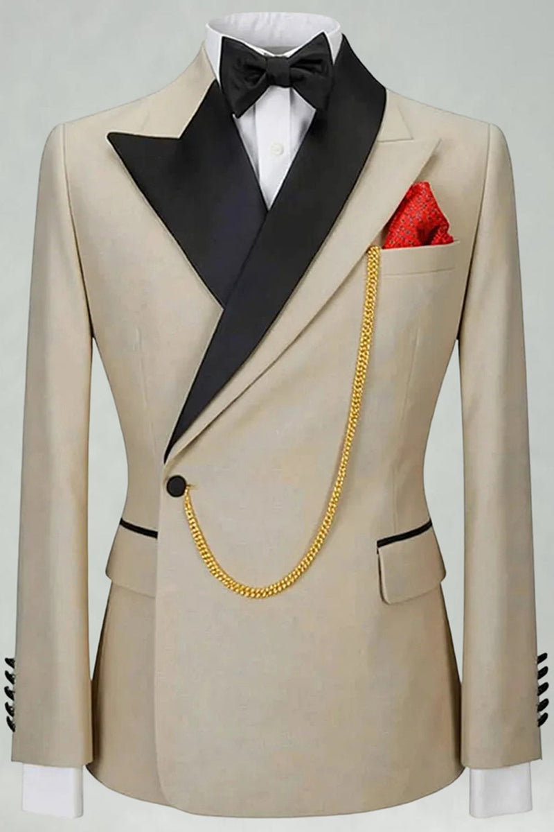 Laden Sie das Bild in den Galerie-Viewer, Slim Fit Zweiteilige Khaki Peak Revers Herrenanzüge