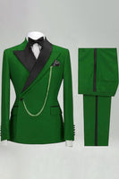 Laden Sie das Bild in den Galerie-Viewer, Slim Fit Zweiteilige Khaki Peak Revers Herrenanzüge