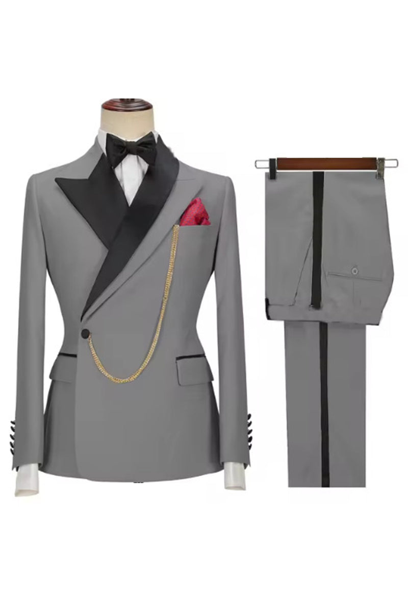 Laden Sie das Bild in den Galerie-Viewer, Slim Fit Zweiteilige Khaki Peak Revers Herrenanzüge
