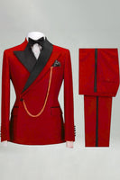 Laden Sie das Bild in den Galerie-Viewer, Slim Fit Zweiteilige Khaki Peak Revers Herrenanzüge