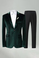 Laden Sie das Bild in den Galerie-Viewer, Königsblaue 2-teilige Samt Notched Herren Abschlussballanzüge