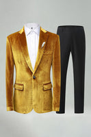 Laden Sie das Bild in den Galerie-Viewer, Königsblaue 2-teilige Samt Notched Herren Abschlussballanzüge