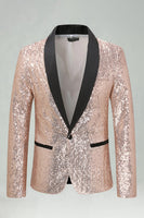 Laden Sie das Bild in den Galerie-Viewer, Paillettenschal Revers Königsblauer Herren Blazer