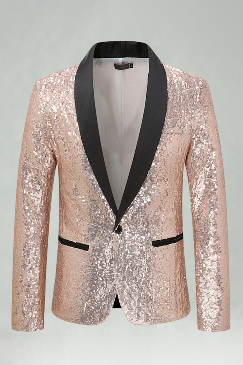 Laden Sie das Bild in den Galerie-Viewer, Paillettenschal Revers Königsblauer Herren Blazer