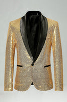 Laden Sie das Bild in den Galerie-Viewer, Paillettenschal Revers Königsblauer Herren Blazer