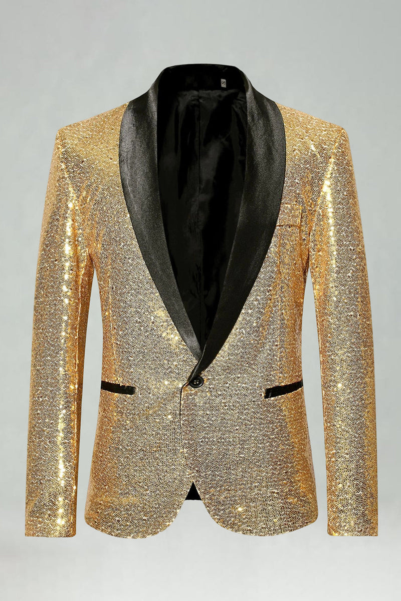 Laden Sie das Bild in den Galerie-Viewer, Paillettenschal Revers Königsblauer Herren Blazer