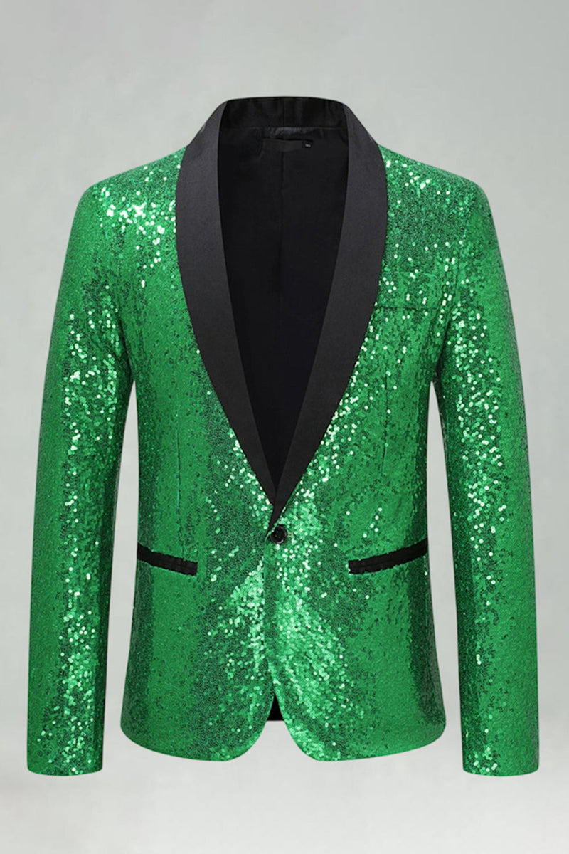 Laden Sie das Bild in den Galerie-Viewer, Paillettenschal Revers Königsblauer Herren Blazer