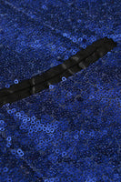 Laden Sie das Bild in den Galerie-Viewer, Paillettenschal Revers Königsblauer Herren Blazer