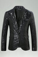 Laden Sie das Bild in den Galerie-Viewer, Glitzernder Gold Peak Revers Herrenabschlussball Blazer