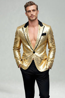 Glitzernder Gold Peak Revers Herrenabschlussball Blazer