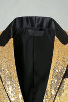 Laden Sie das Bild in den Galerie-Viewer, Glitzernder Gold Peak Revers Herrenabschlussball Blazer