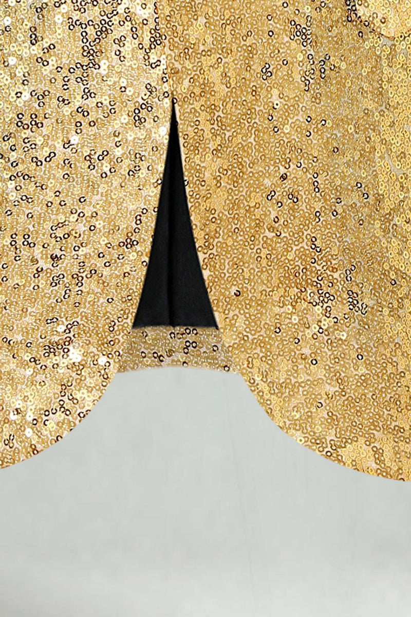 Laden Sie das Bild in den Galerie-Viewer, Glitzernder Gold Peak Revers Herrenabschlussball Blazer