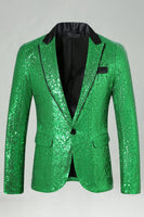 Laden Sie das Bild in den Galerie-Viewer, Glitzernder Gold Peak Revers Herrenabschlussball Blazer