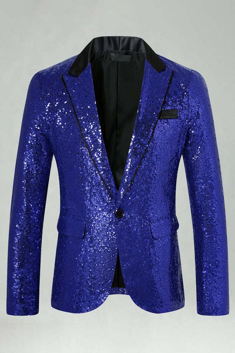 Laden Sie das Bild in den Galerie-Viewer, Glitzernder Gold Peak Revers Herrenabschlussball Blazer