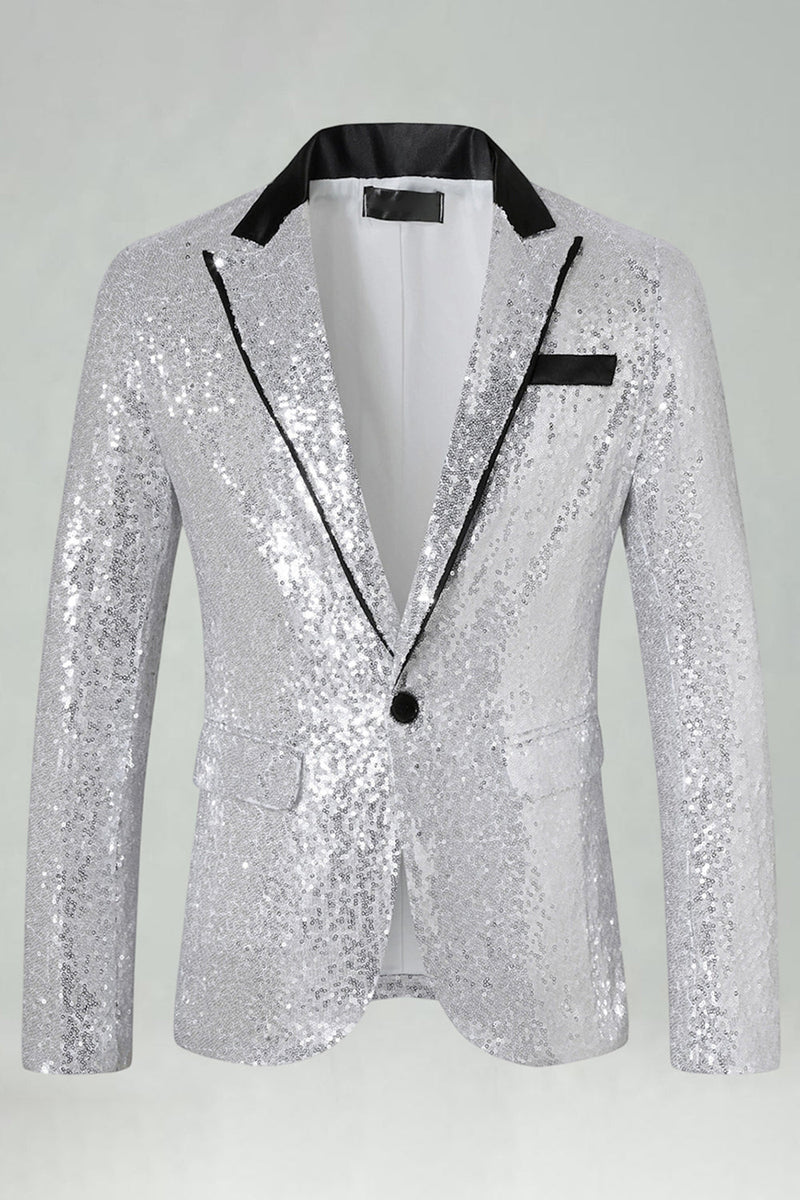 Laden Sie das Bild in den Galerie-Viewer, Glitzernder Gold Peak Revers Herrenabschlussball Blazer
