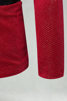 Laden Sie das Bild in den Galerie-Viewer, Roter Schal Revers mit einem Knopf Besetzter Herrenabschlussball Blazer