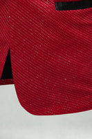 Laden Sie das Bild in den Galerie-Viewer, Roter Schal Revers mit einem Knopf Besetzter Herrenabschlussball Blazer