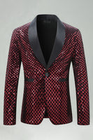 Laden Sie das Bild in den Galerie-Viewer, Grüner Paillettenschal Revers Herrenabschlussball-Blazer