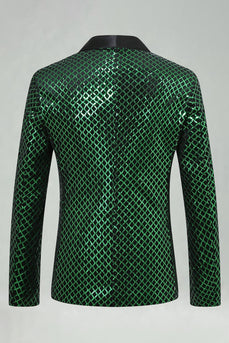 Grüner Paillettenschal Revers Herrenabschlussball-Blazer