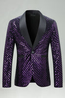 Laden Sie das Bild in den Galerie-Viewer, Grüner Paillettenschal Revers Herrenabschlussball-Blazer