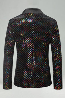 Bunte Pailletten Blazer mit einem Knopf für Herrenabschlussball