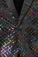 Laden Sie das Bild in den Galerie-Viewer, Bunte Pailletten Blazer mit einem Knopf für Herrenabschlussball