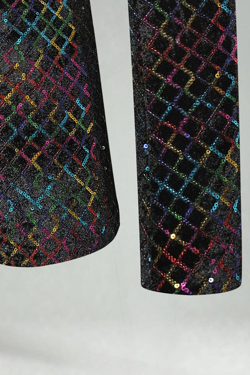 Laden Sie das Bild in den Galerie-Viewer, Bunte Pailletten Blazer mit einem Knopf für Herrenabschlussball