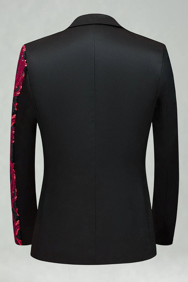 Laden Sie das Bild in den Galerie-Viewer, Dunkelrote Pailletten Notched Revers 2-teilige Herrenabschlussballanzüge