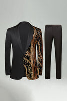 Laden Sie das Bild in den Galerie-Viewer, Dunkelrote Pailletten Notched Revers 2-teilige Herrenabschlussballanzüge