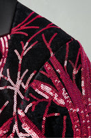 Laden Sie das Bild in den Galerie-Viewer, Dunkelrote Pailletten Notched Revers 2-teilige Herrenabschlussballanzüge