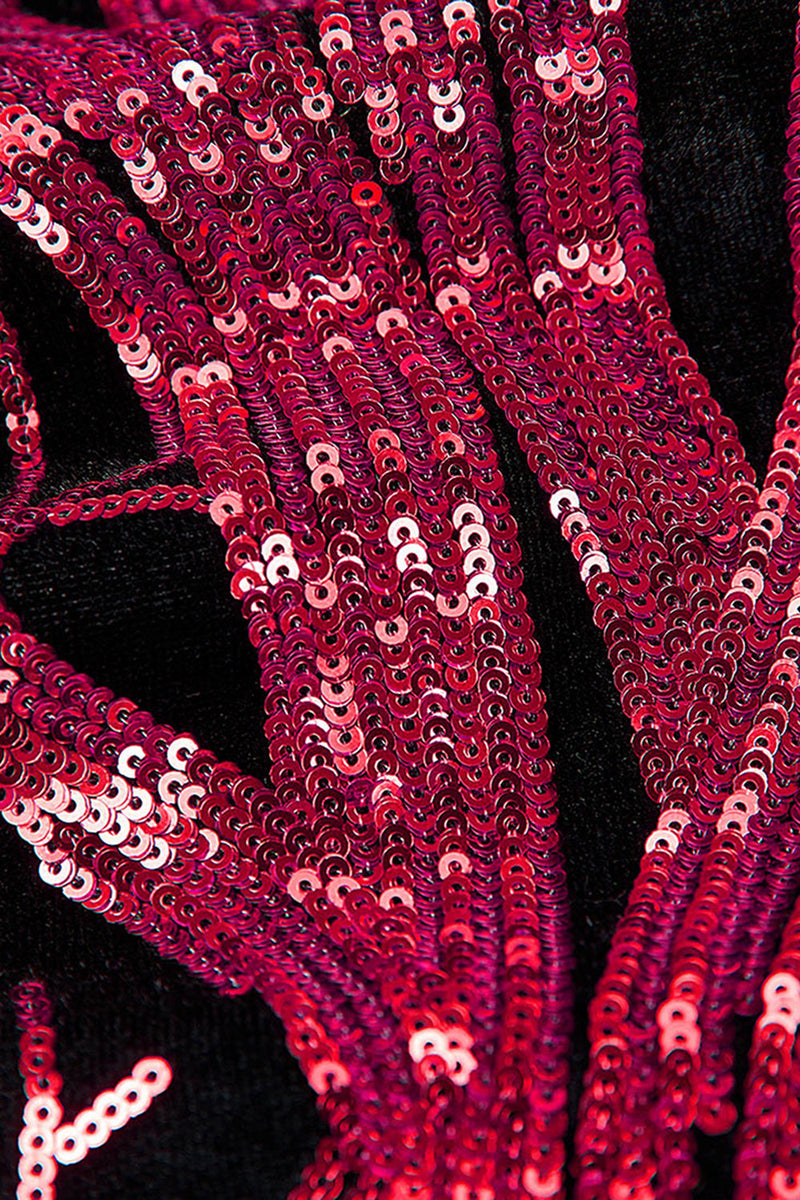 Laden Sie das Bild in den Galerie-Viewer, Dunkelrote Pailletten Notched Revers 2-teilige Herrenabschlussballanzüge