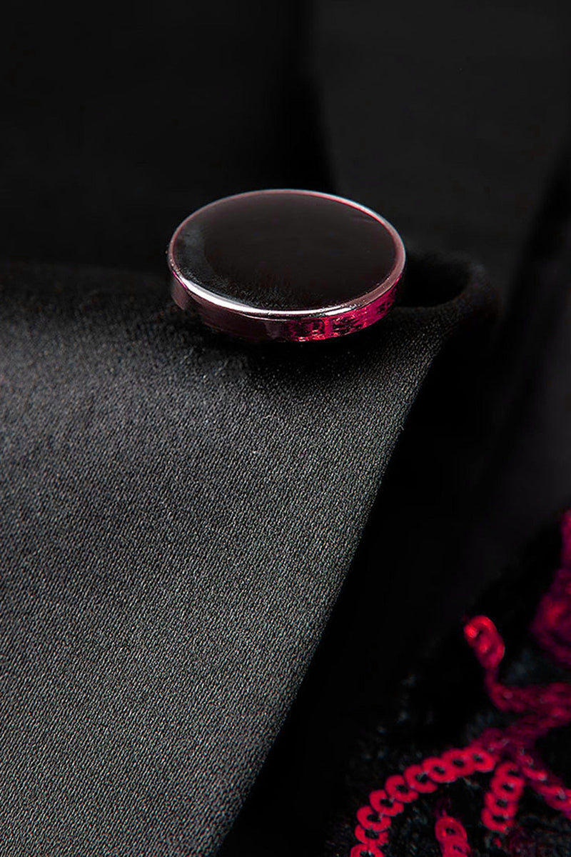 Laden Sie das Bild in den Galerie-Viewer, Dunkelrote Pailletten Notched Revers 2-teilige Herrenabschlussballanzüge