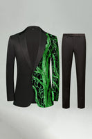 Laden Sie das Bild in den Galerie-Viewer, Dunkelrote Pailletten Notched Revers 2-teilige Herrenabschlussballanzüge