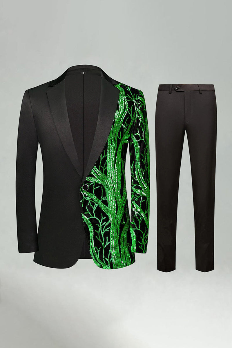 Laden Sie das Bild in den Galerie-Viewer, Dunkelrote Pailletten Notched Revers 2-teilige Herrenabschlussballanzüge