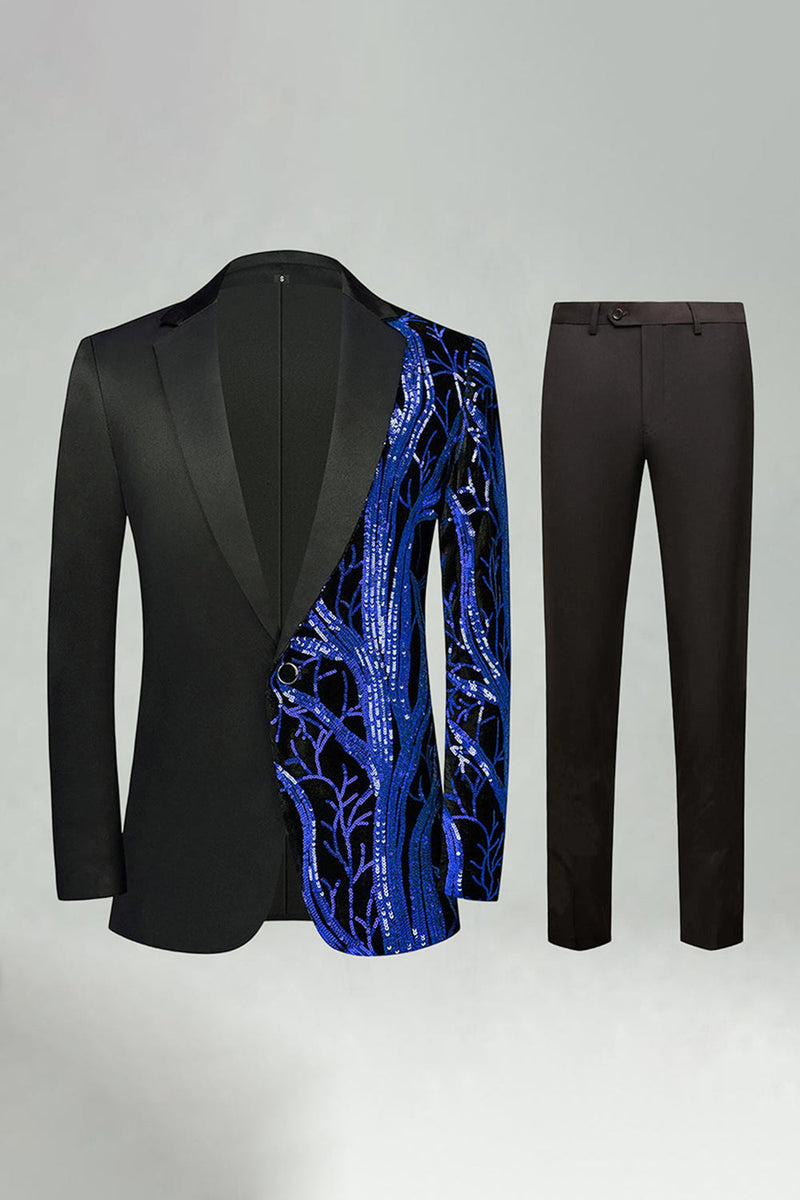 Laden Sie das Bild in den Galerie-Viewer, Dunkelrote Pailletten Notched Revers 2-teilige Herrenabschlussballanzüge